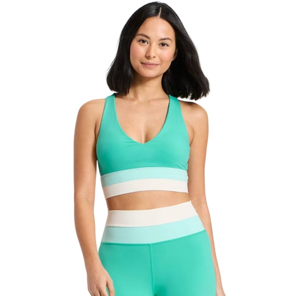 JoyLab Women's Teal Colorblock Moisture Wicking Longline Sports Bra Size XXS